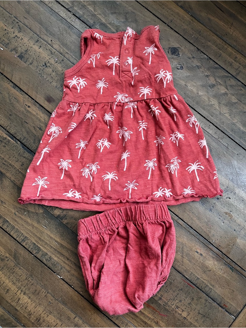 Baby Palm-Print Tank Dress with Bloomers - Picture 2 of 4
